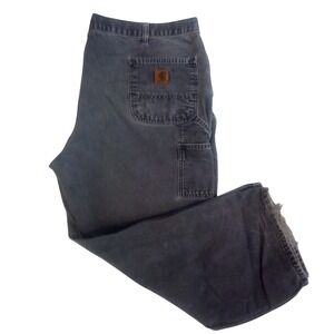 Carhartt Mens Carpenter Pants 44x30 Faded Gray Canvas Loose Fit Workwear